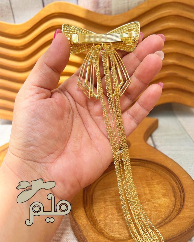 گیره فرانسوی پاپیون نگینی آویزدار