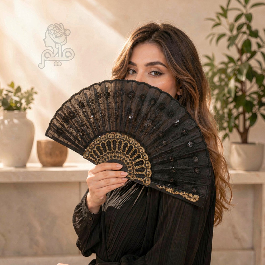 بادبزن پارچه ای مشکی