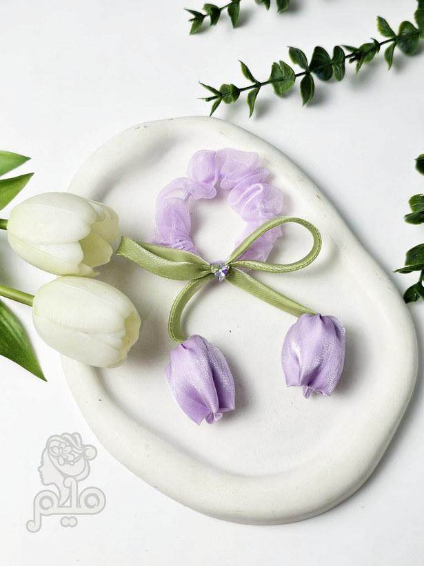 کشمو حریر با آویز گل لاله 🌷